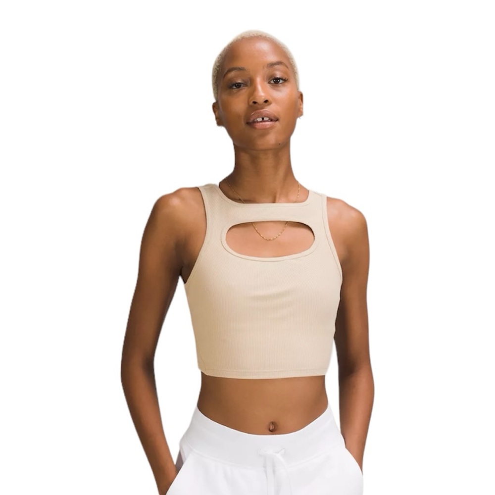 Lululemon LA Front Cut-Out Crop Tank Top in Trench size 8